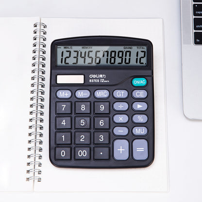 Deli 837ES Portable Desktop Electronic Calculator |12-Digit Large LCD Display Scientific Calculator