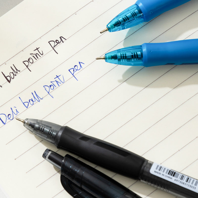 Deli 0.7mm Press Ballpen Black/Blue Ballpoint Pen For Writing Office School Supplies EQ17