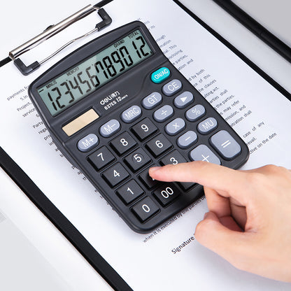 Deli 837ES Portable Desktop Electronic Calculator |12-Digit Large LCD Display Scientific Calculator