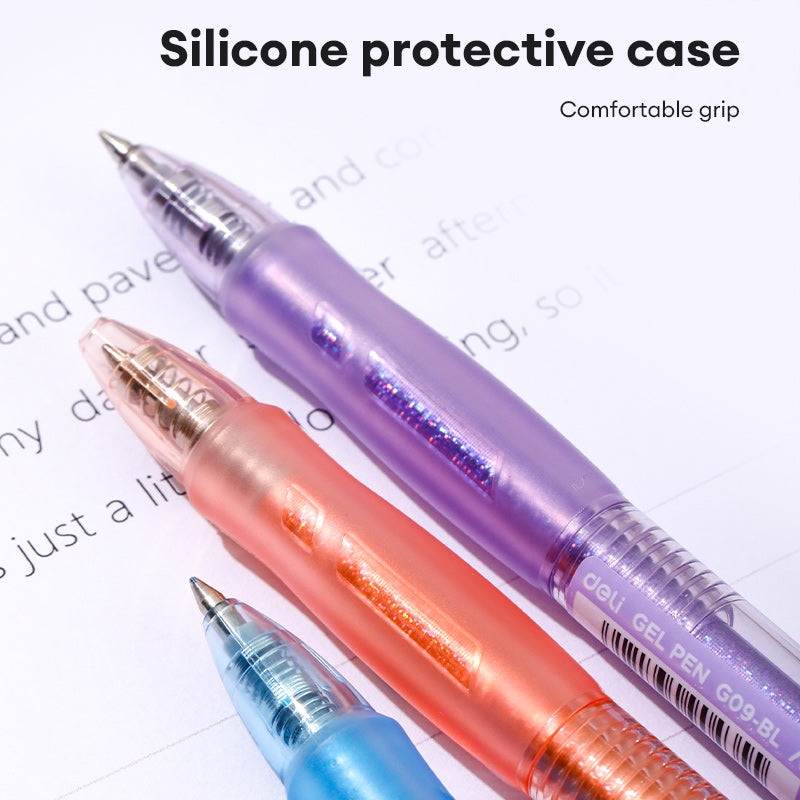 Deli 0.5mm Gel Pen Set – Smooth Writing (Black/Blue Ink, Random Color Body)