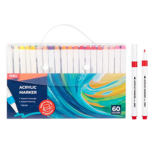 Deli Acrylic Marker Set – Multi-Surface Color Paint Pens
