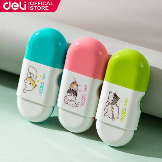 Deli Cute Correction Tape – Smooth & Precise Mistake Eraser | 3 Colors (Pink, Green, Blue)