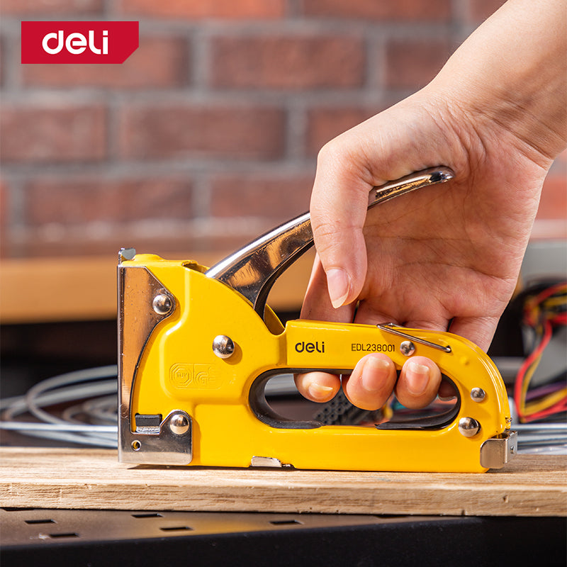 Deli Tools Door-Type Nail Gun Portable Industrial Staple Gun Heavy Duty Gun Tacker Metal Stapler Gun