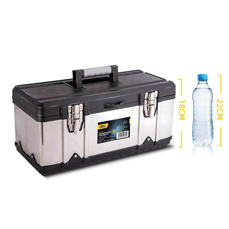 Deli Tool Storage Box 17/20inch Multi-layer Stainless Portable Heavy Duty Tool Box Organizer