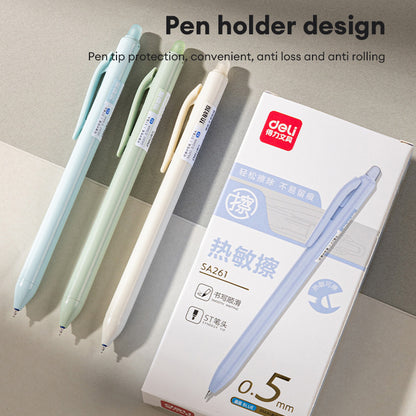 Deli Erasable Gel Pen 0.5mm – Black/Blue Ink