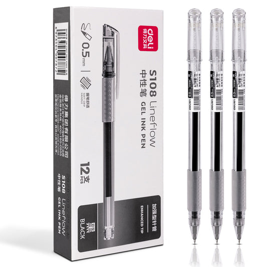 Deli S108 0.5mm Gel Pen – Smooth, Quick Dry, No Smudge