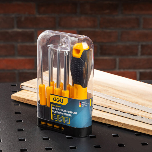 Deli Tools 9 Pcs Screwdriver Set Multi-Purpose Magnetic Slotted Phillips Screw Driver DL636009