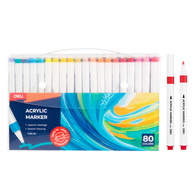 Deli Acrylic Marker Set – Multi-Surface Color Paint Pens