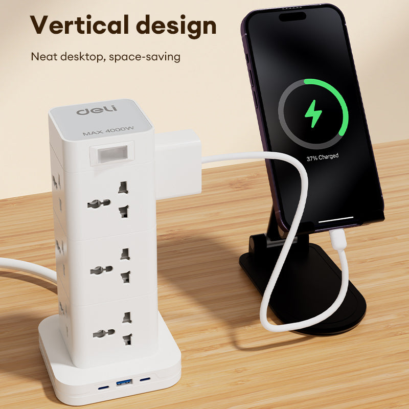 Deli Power Tower Fast Charge – Multi Plug for Home & Desk