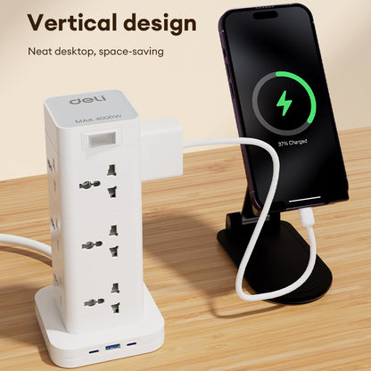 Deli Power Tower Fast Charge – Multi Plug for Home & Desk
