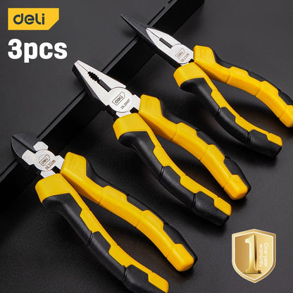 Deli Tools Pliers Set 6"/ 7" Long Nose Plier Heavy Duty Plier Multi-functional Cutter Tool Set