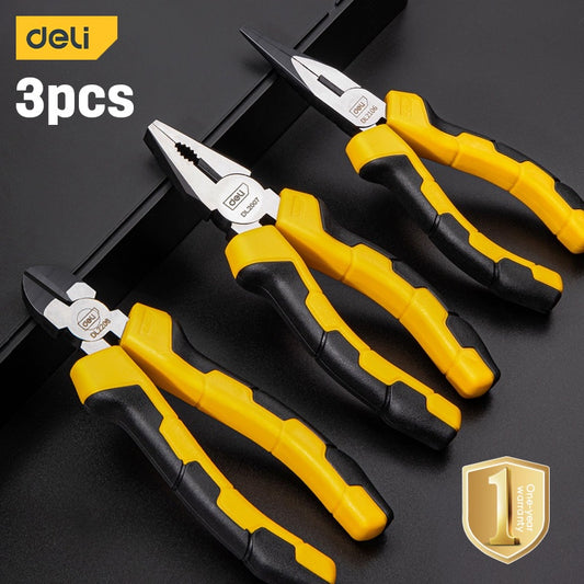 Deli Tools Pliers Set 6"/ 7" Long Nose Plier Heavy Duty Plier Multi-functional Cutter Tool Set