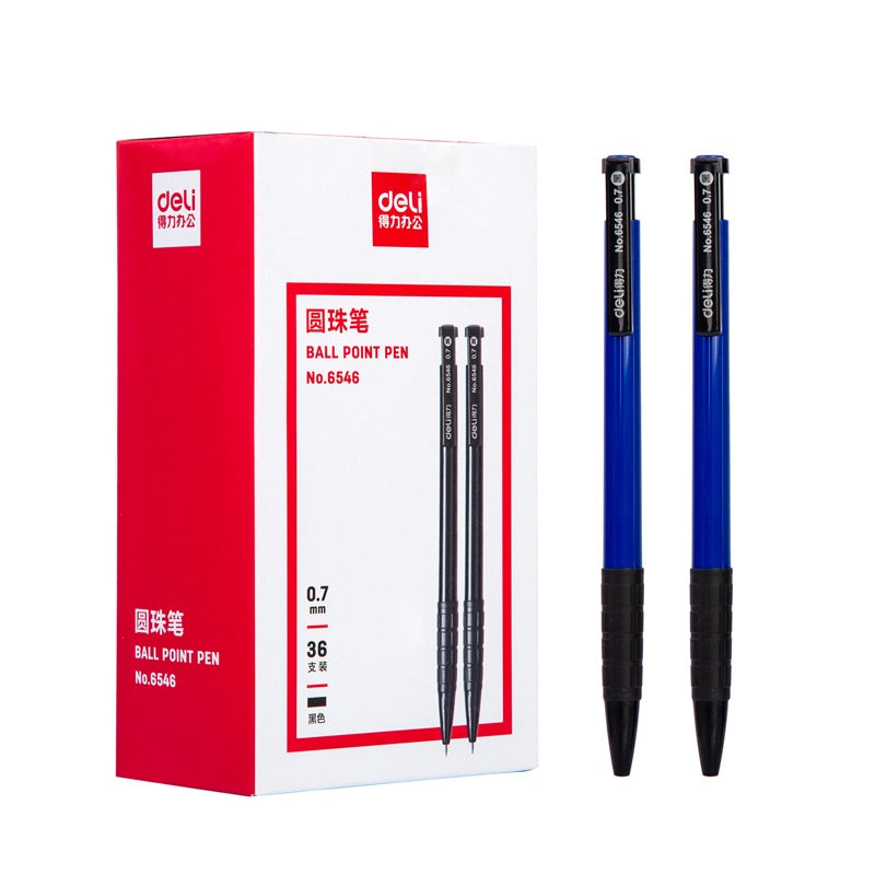 Deli Ballpoint Pen 0.7mm Smooth Writing Ballpen Black/Blue/Red Color Office Pens 6546