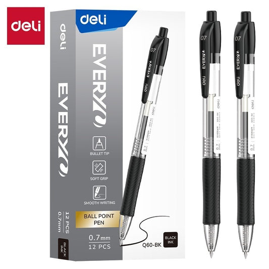 Deli 0.7mm Push Ballpoint Pen-ballpoint Pen Bullet Tip EQ60