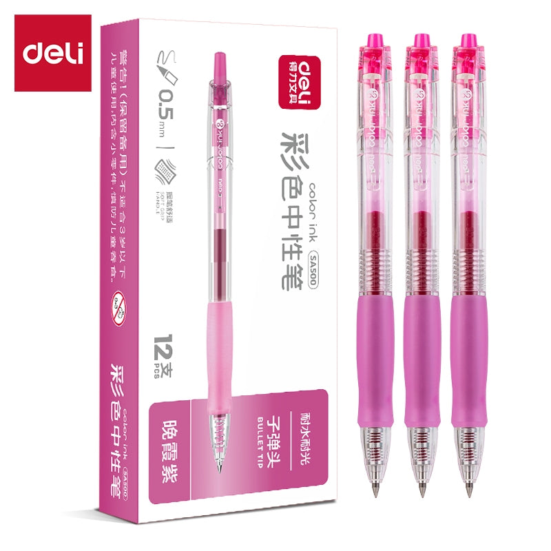 Deli  0.5mm Colorful Roller Pen Quick-Drying Ink SA500 for School Note Writing Stationery