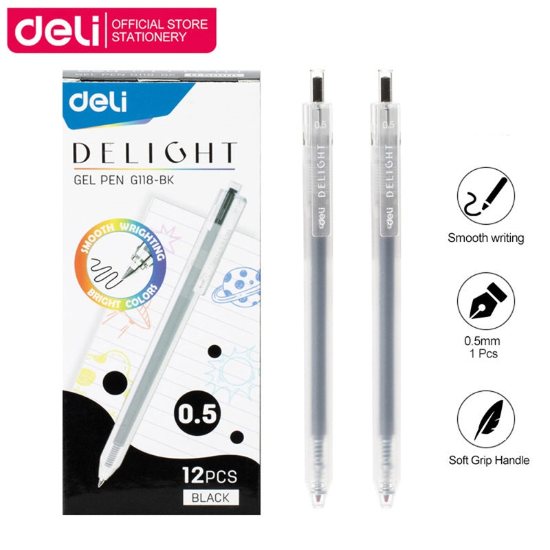 Deli 0.5mm Press Color Pen 12 Color Quick-Dry Ink for School Exams & Art Sketching EG118