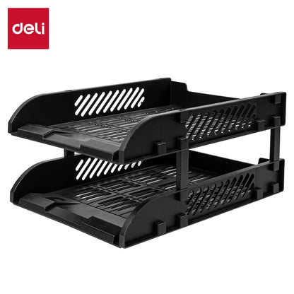 Deli 2-3 Layer A4 Paper File Holder Storage Box -Office Stationery Organizer