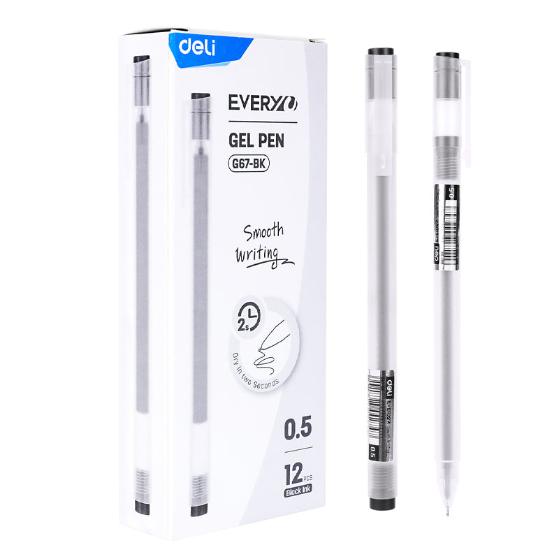 Deli 3 Colors Gel Pen 0.5mm Bullet Writing Pen 12PCS Colored Pen  EG67