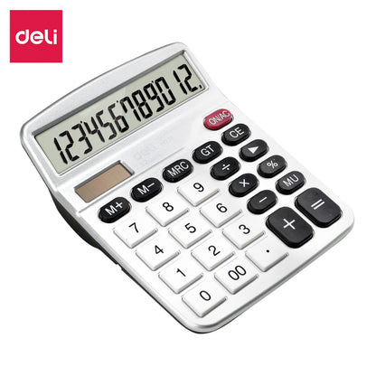 Deli 837ES Portable Desktop Electronic Calculator |12-Digit Large LCD Display Scientific Calculator