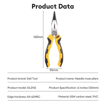 Deli Tools Pliers Set 6"/ 7" Long Nose Plier Heavy Duty Plier Multi-functional Cutter Tool Set