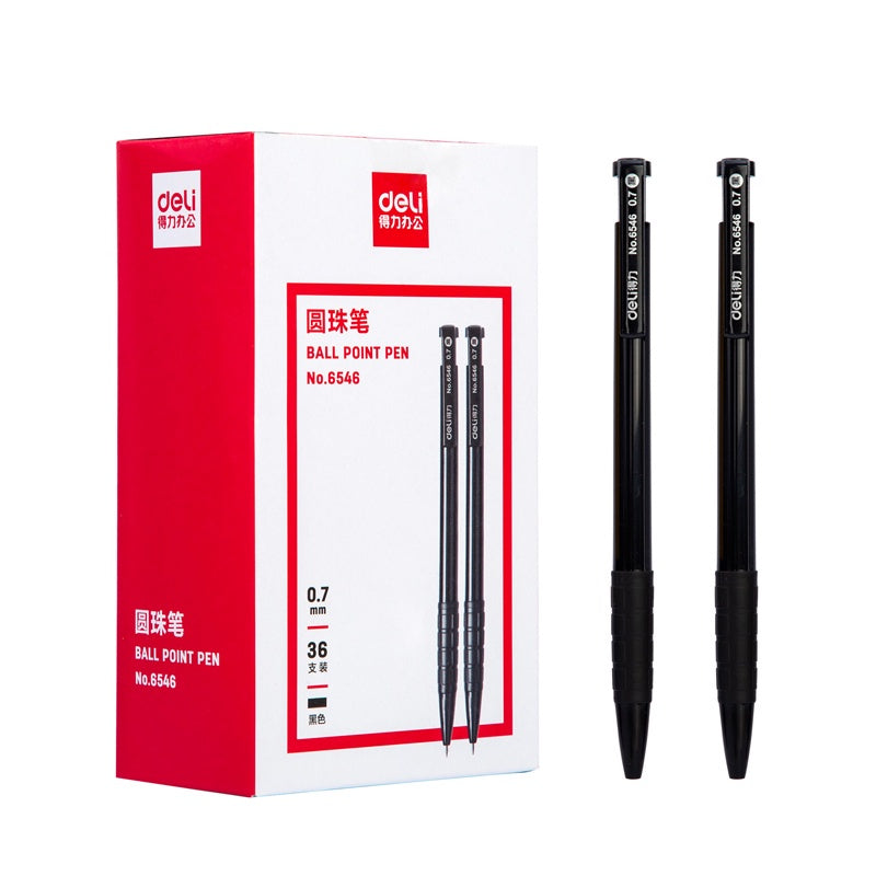 Deli Ballpoint Pen 0.7mm Smooth Writing Ballpen Black/Blue/Red Color Office Pens 6546