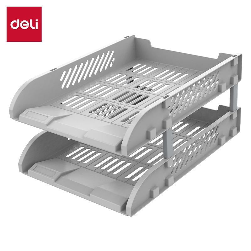Deli 2-3 Layer A4 Paper File Holder Storage Box -Office Stationery Organizer