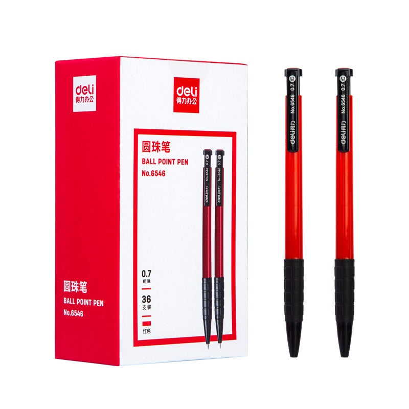 Deli Ballpoint Pen 0.7mm Smooth Writing Ballpen Black/Blue/Red Color Office Pens 6546
