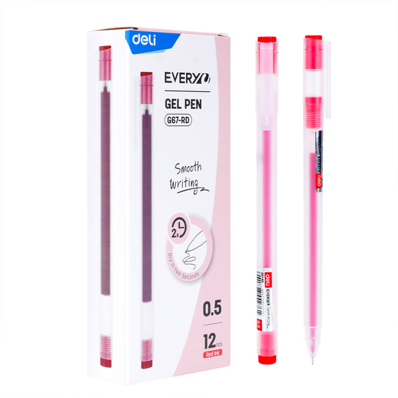 Deli 3 Colors Gel Pen 0.5mm Bullet Writing Pen 12PCS Colored Pen  EG67
