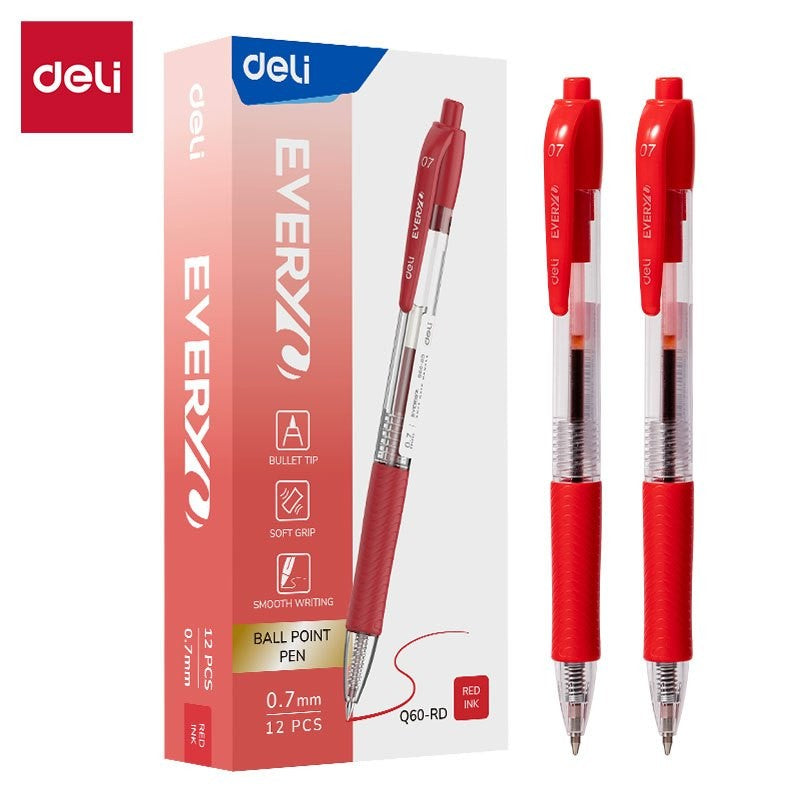 Deli 0.7mm Push Ballpoint Pen-ballpoint Pen Bullet Tip EQ60