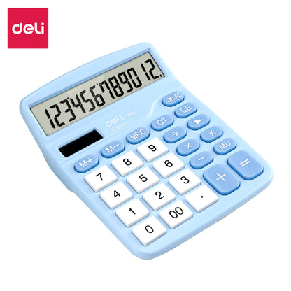 Deli 837ES Portable Desktop Electronic Calculator |12-Digit Large LCD Display Scientific Calculator