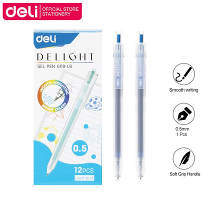 Deli 0.5mm Press Color Pen 12 Color Quick-Dry Ink for School Exams & Art Sketching EG118