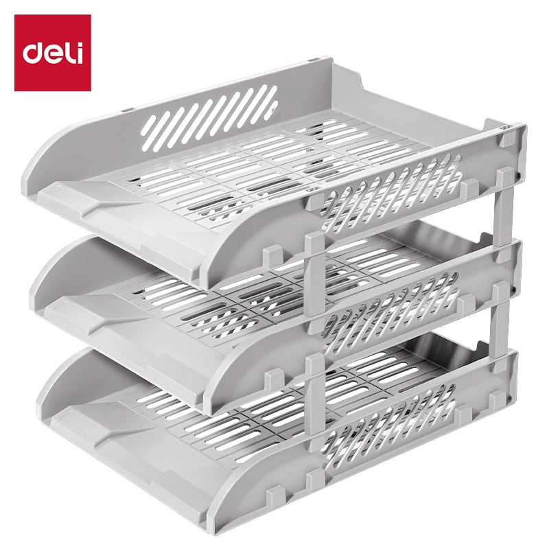 Deli 2-3 Layer A4 Paper File Holder Storage Box -Office Stationery Organizer