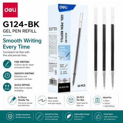 Deli A122 12Pcs Press Gel Pen 0.35mm Quick-Drying Black Writing Ballpen For School Office Supplies