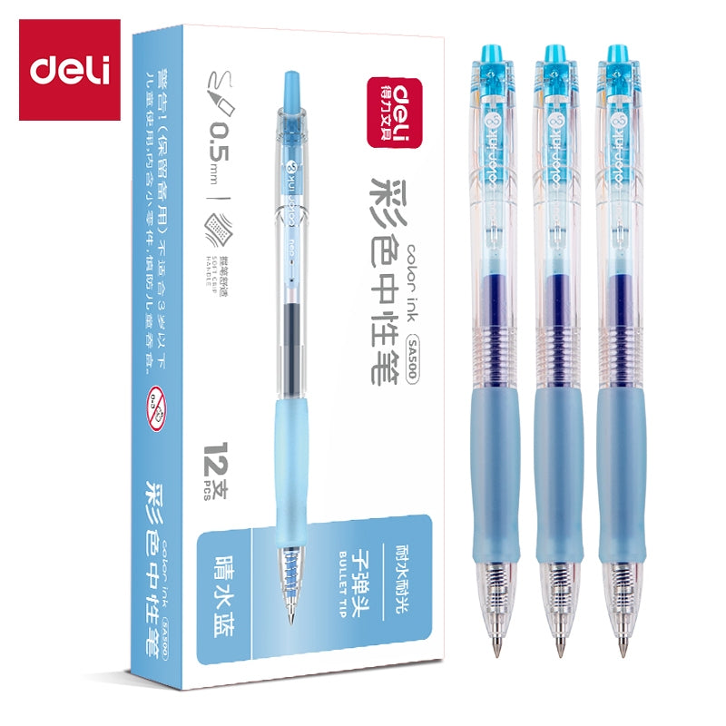 Deli  0.5mm Colorful Roller Pen Quick-Drying Ink SA500 for School Note Writing Stationery