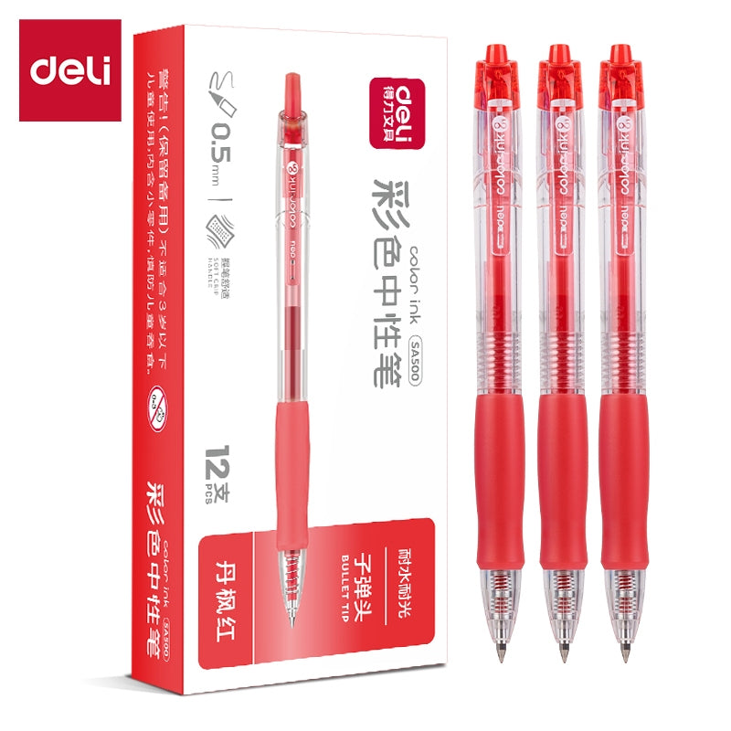 Deli  0.5mm Colorful Roller Pen Quick-Drying Ink SA500 for School Note Writing Stationery