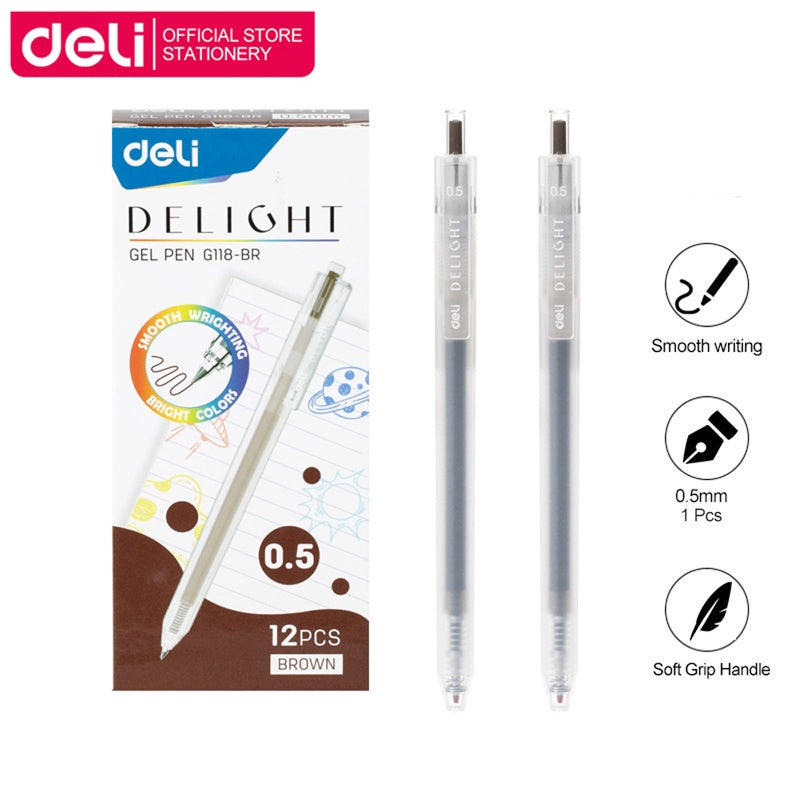 Deli 0.5mm Press Color Pen 12 Color Quick-Dry Ink for School Exams & Art Sketching EG118