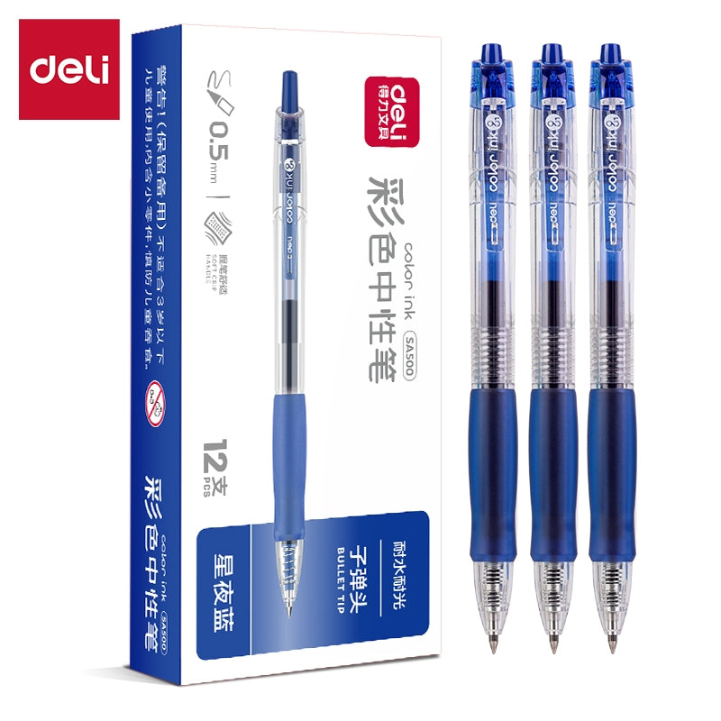 Deli  0.5mm Colorful Roller Pen Quick-Drying Ink SA500 for School Note Writing Stationery