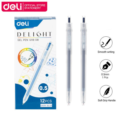 Deli 0.5mm Press Color Pen 12 Color Quick-Dry Ink for School Exams & Art Sketching EG118