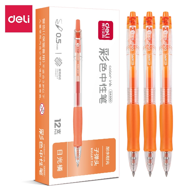 Deli  0.5mm Colorful Roller Pen Quick-Drying Ink SA500 for School Note Writing Stationery