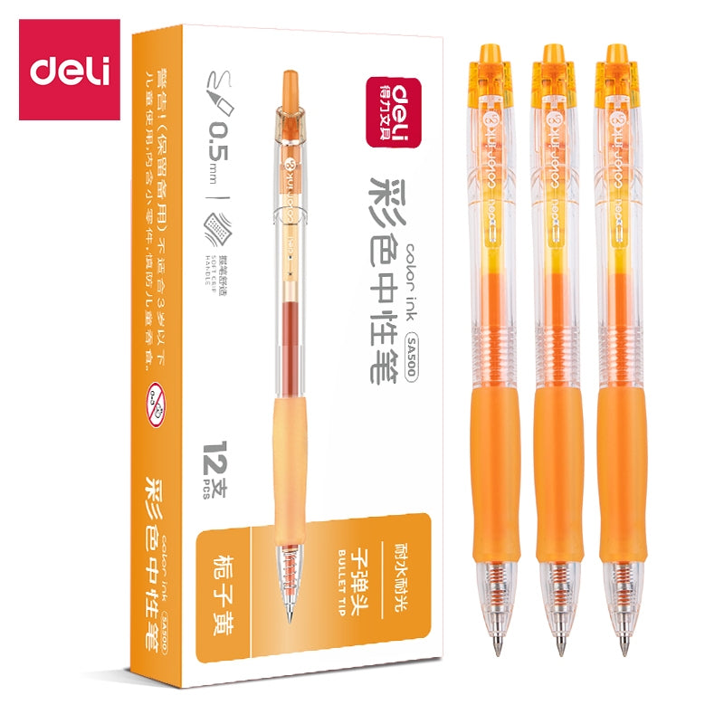 Deli  0.5mm Colorful Roller Pen Quick-Drying Ink SA500 for School Note Writing Stationery