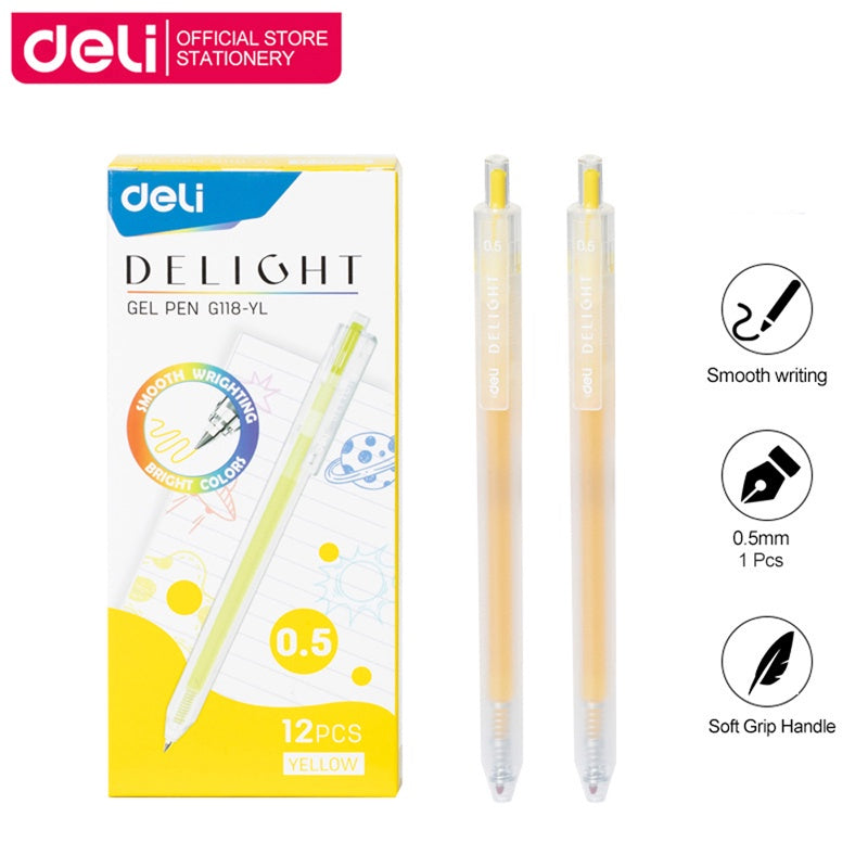 Deli 0.5mm Press Color Pen 12 Color Quick-Dry Ink for School Exams & Art Sketching EG118