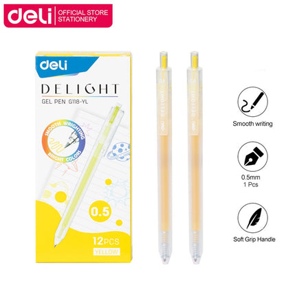 Deli 0.5mm Press Color Pen 12 Color Quick-Dry Ink for School Exams & Art Sketching EG118