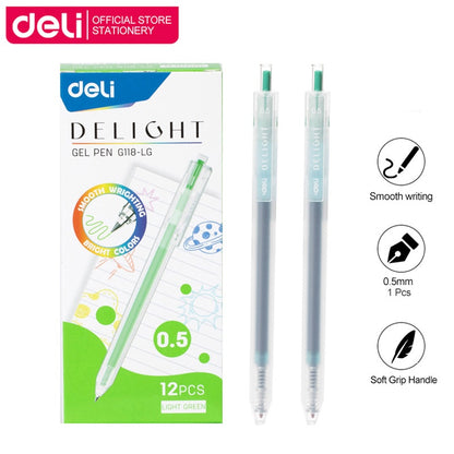 Deli 0.5mm Press Color Pen 12 Color Quick-Dry Ink for School Exams & Art Sketching EG118