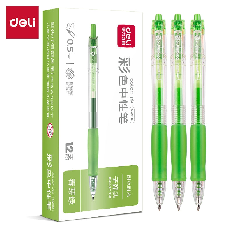Deli  0.5mm Colorful Roller Pen Quick-Drying Ink SA500 for School Note Writing Stationery