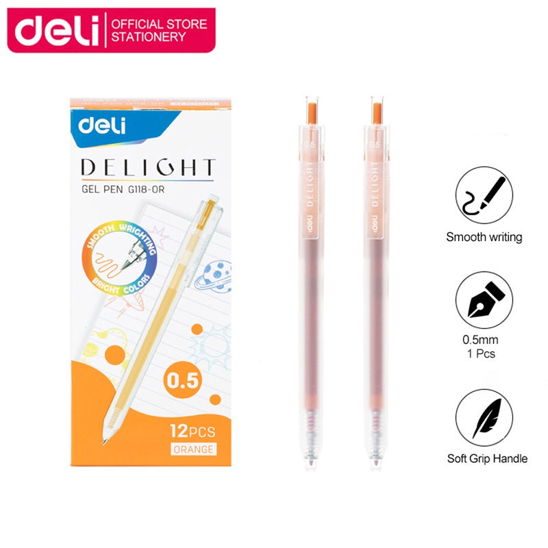 Deli 0.5mm Press Color Pen 12 Color Quick-Dry Ink for School Exams & Art Sketching EG118