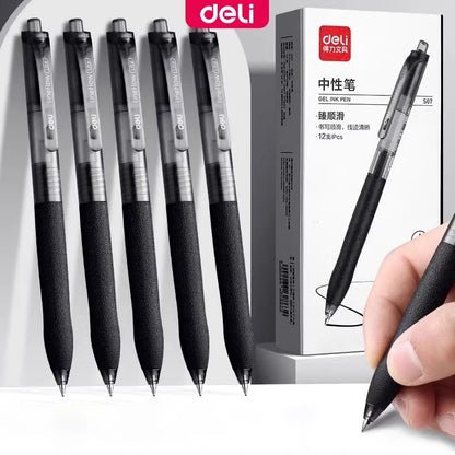 Deli Smooth Press Gel Pen 0.5mm Bullet S07 -12 PCS