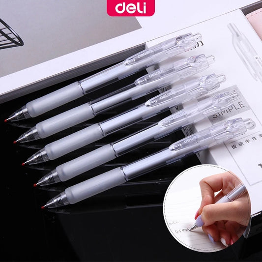 Deli Press Gel Pen 0.5mm Black ink Writing Pen For School Supplies 12pc A057B-01
