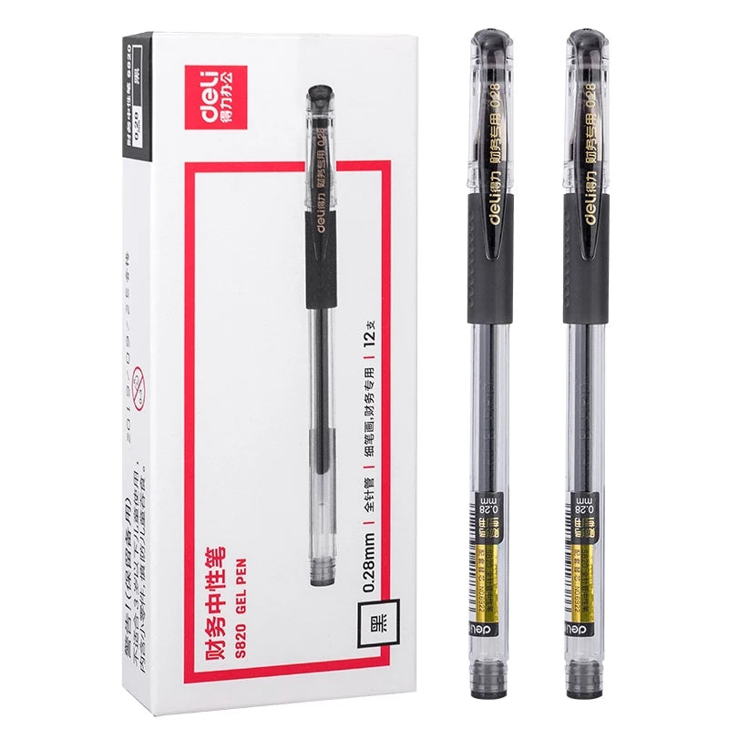 Deli 0.28mm Gel Pen Ballpen Full Needle Tube 12pc S820
