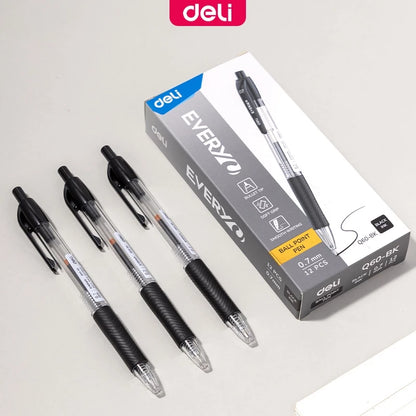 Deli 0.7mm Push Ballpoint Pen-ballpoint Pen Bullet Tip EQ60